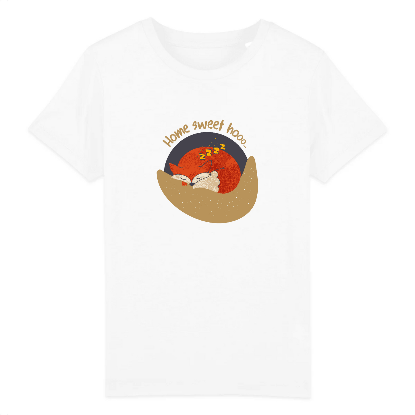 T-shirt enfant coton bio | Graphisme renard qui dort | Blanc