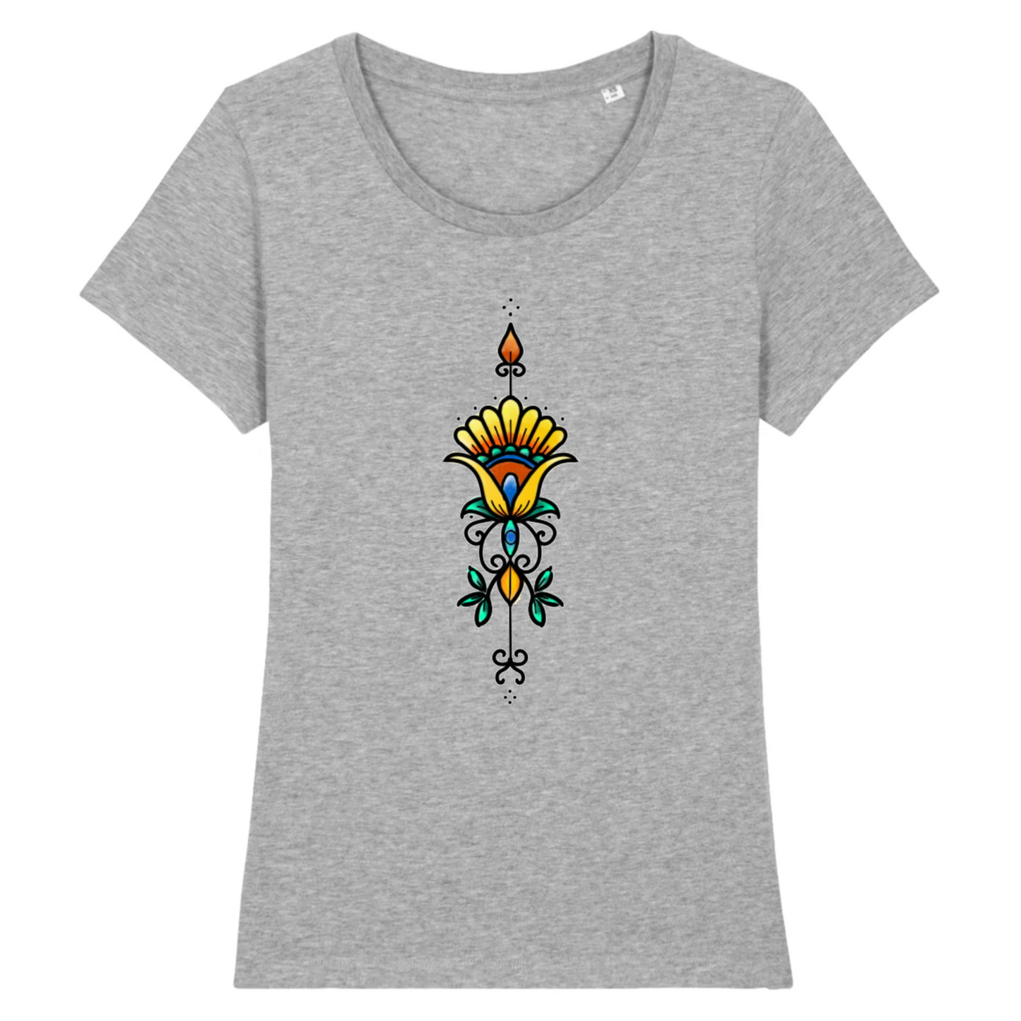 Fleur | T-shirt Femme 100% Coton BIO - EXPRESSER | Gris