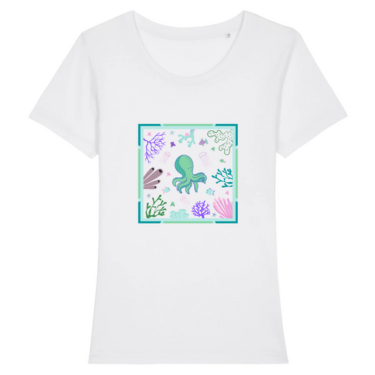Octopus sympaticus | T-shirt Femme 100% Coton BIO - EXPRESSER | Blanc