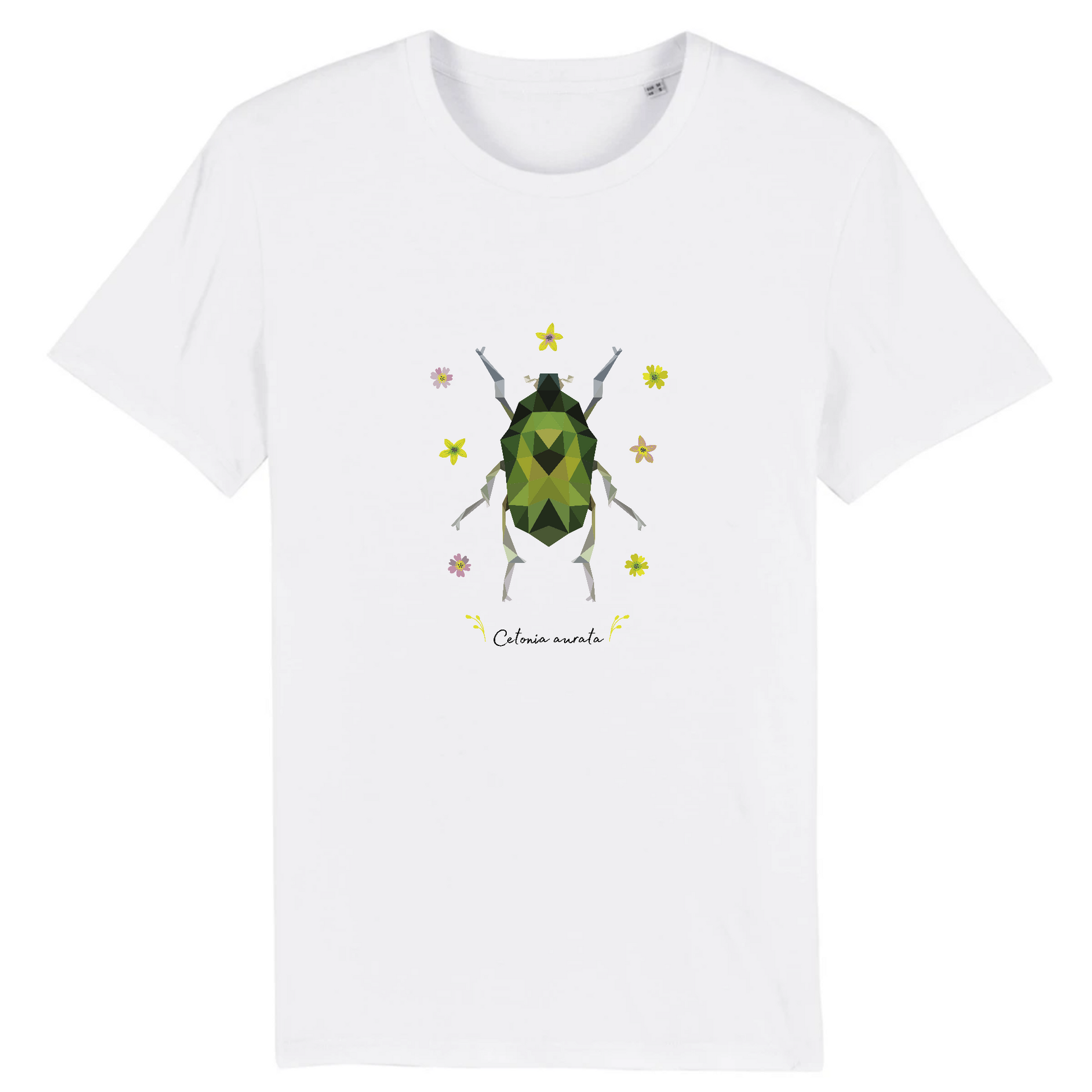 T-shirt homme coton bio | Graphisme insecte cétoine dorée | Blanc
