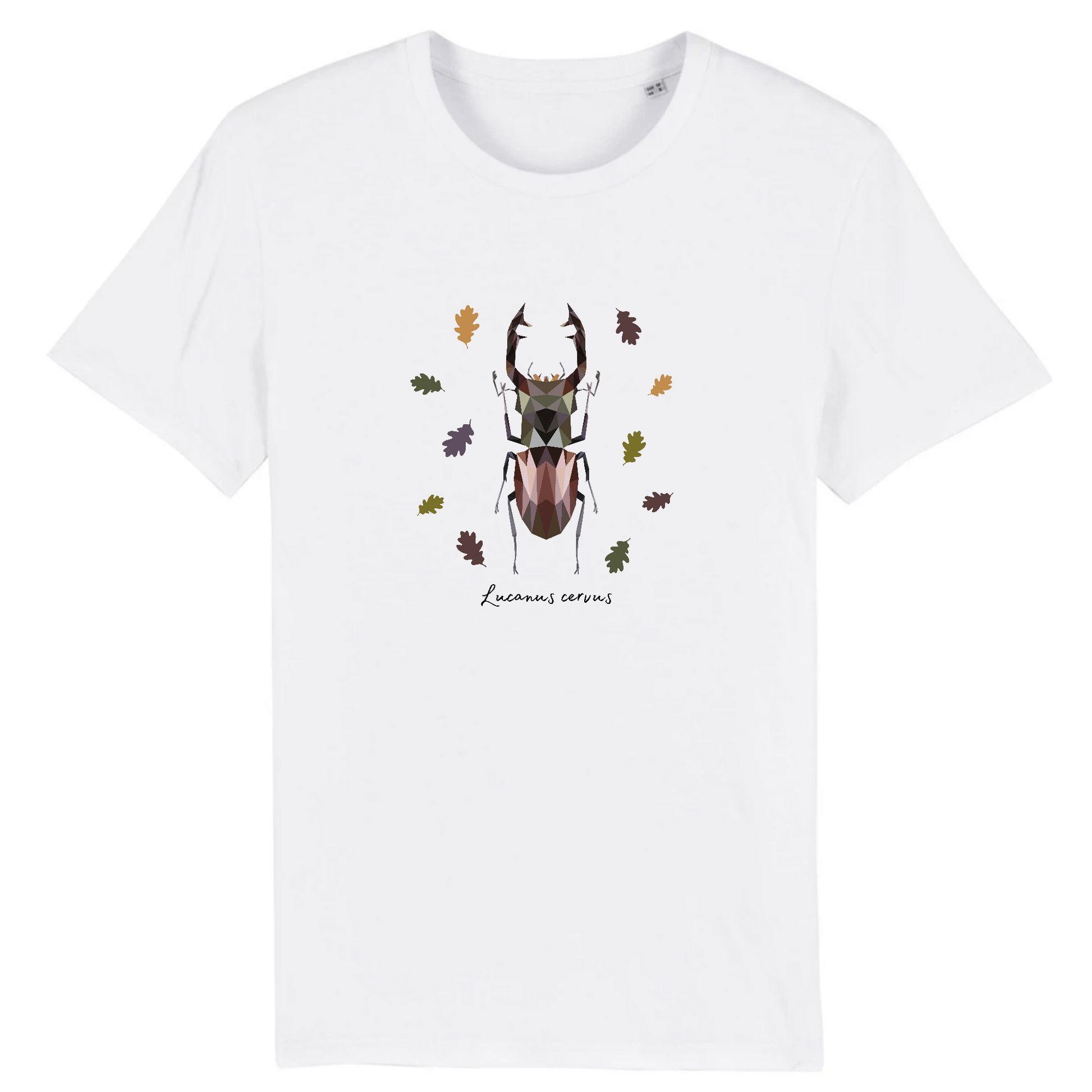 T-shirt homme coton bio | Graphisme insecte lucane cerf-volant | Blanc