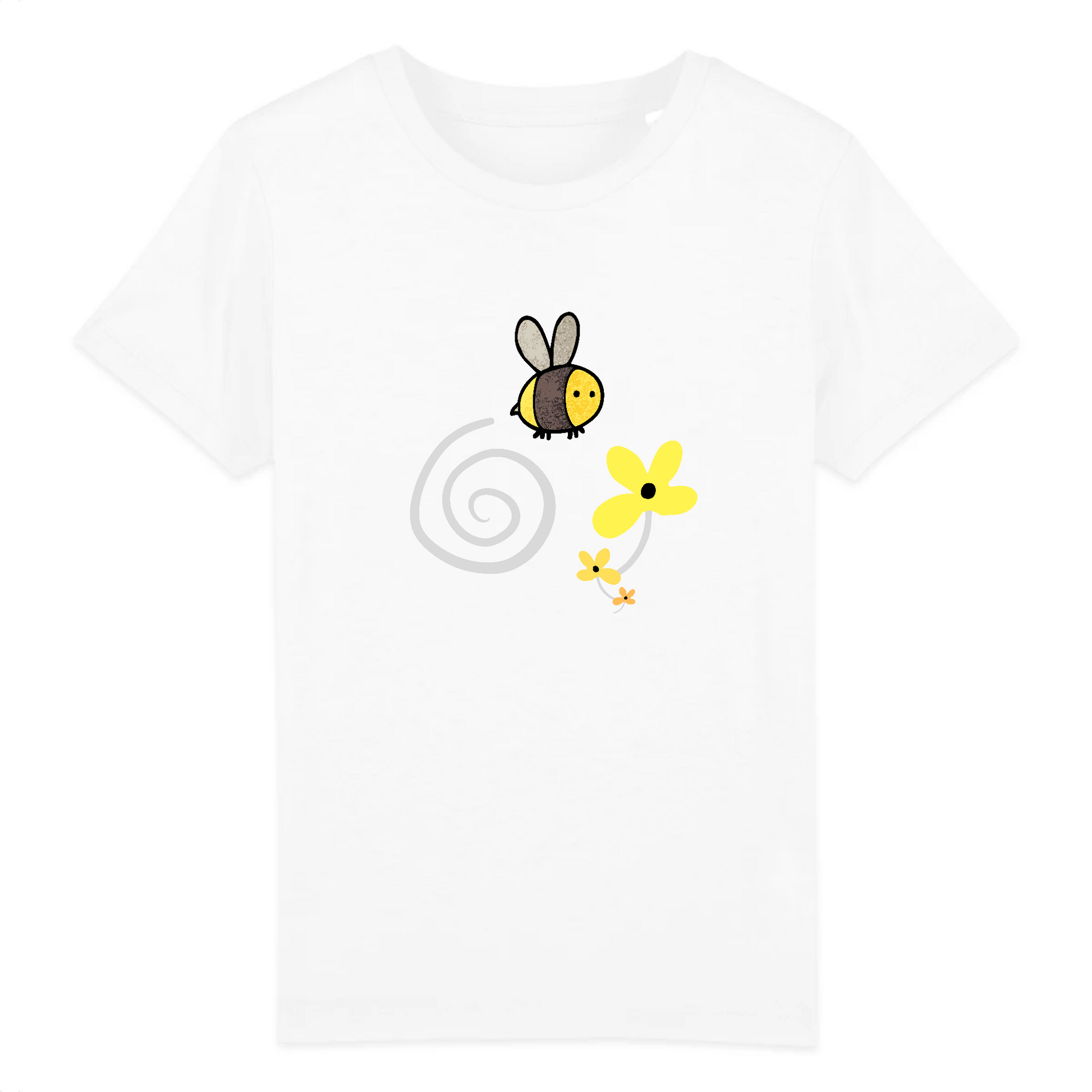 T-shirt enfant coton bio | Graphisme abeille | Blanc