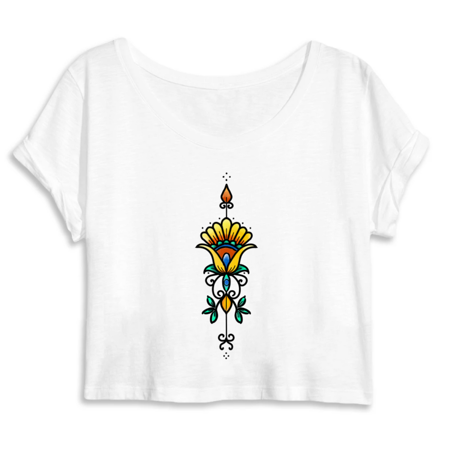 Fleur | Crop Top Femme 100% Coton BIO - Mantis | Blanc