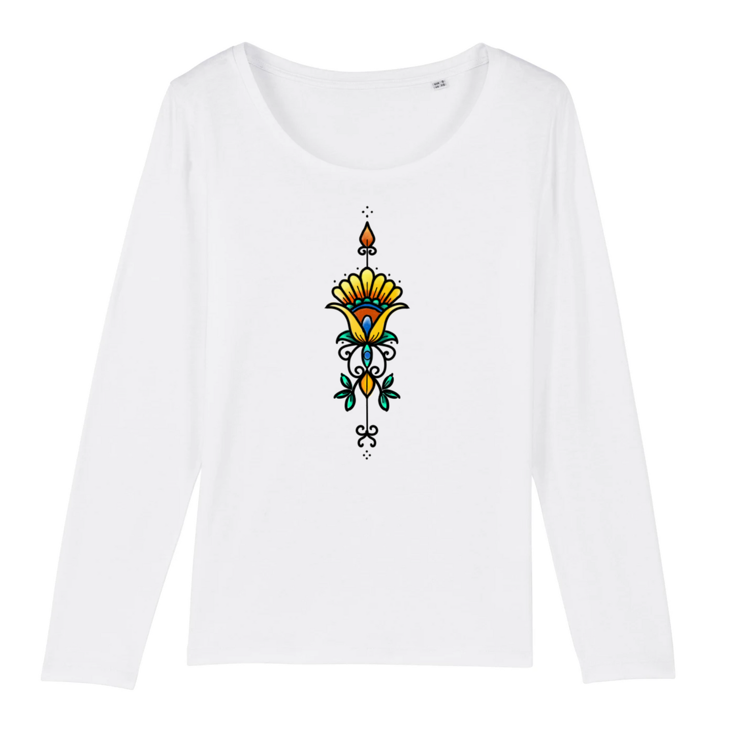 Fleur | SINGER - T-shirt Femme manches longues | Blanc