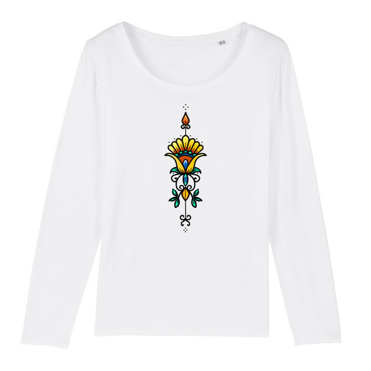 Fleur | SINGER - T-shirt Femme manches longues | Blanc