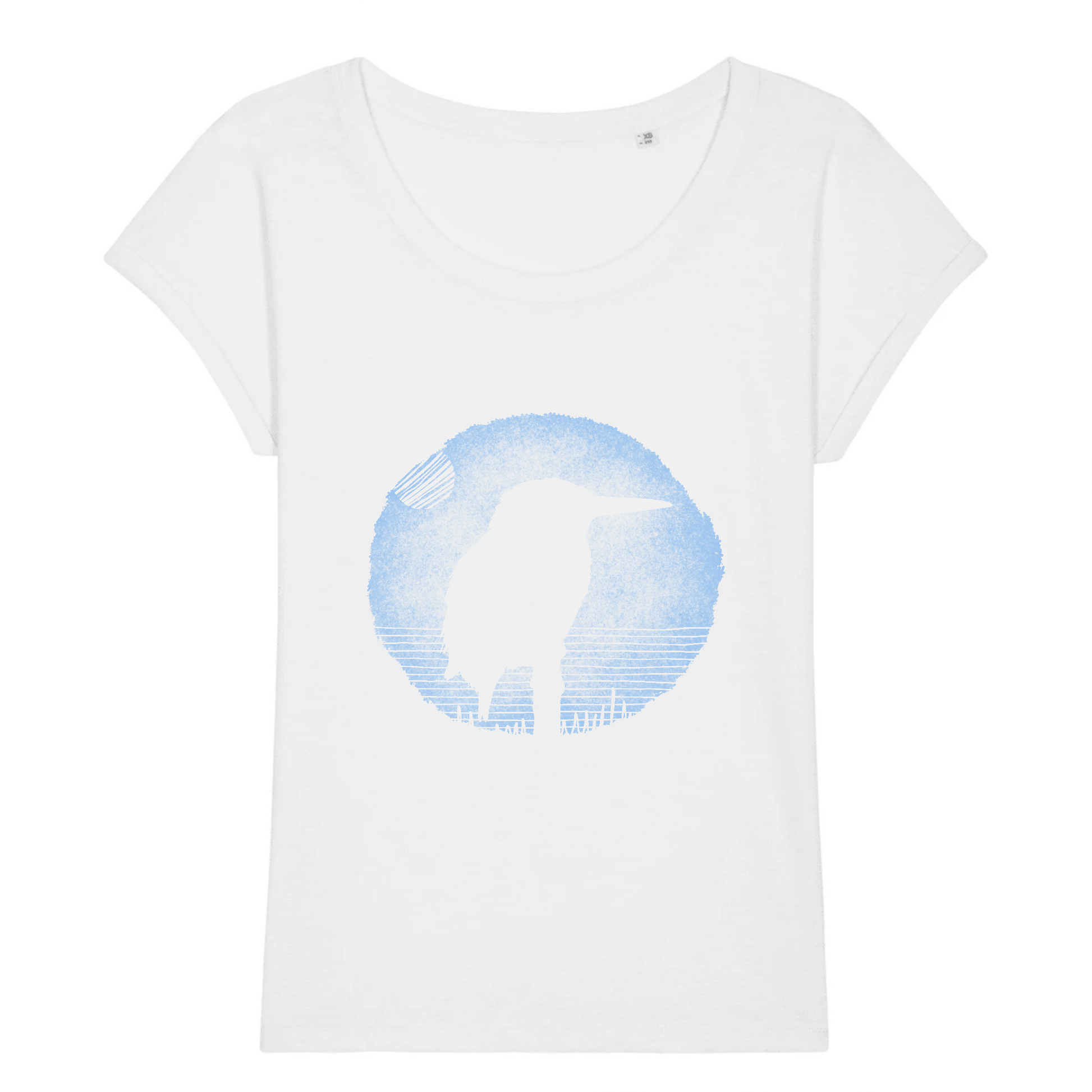 Martin pêcheur | T-shirt 100% Coton BIO Slub Femme - ROUNDER | Blanc