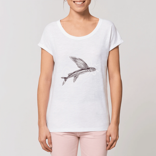 Poisson-volant | T-shirt Slub Femme - ROUNDER | Blanc