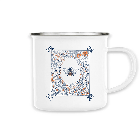 Abeille | Mug émaillé | Blanc