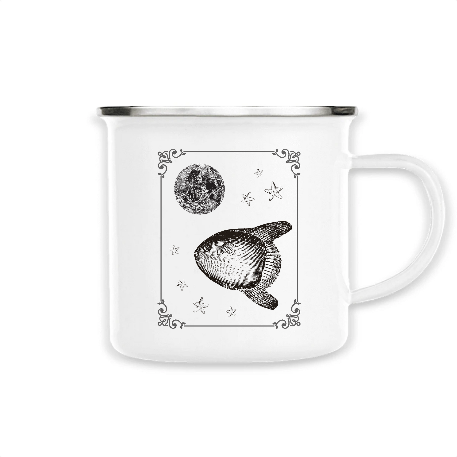 Poisson-lune | Mug émaillé | Blanc