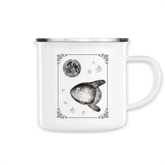 Poisson-lune | Mug émaillé | Blanc