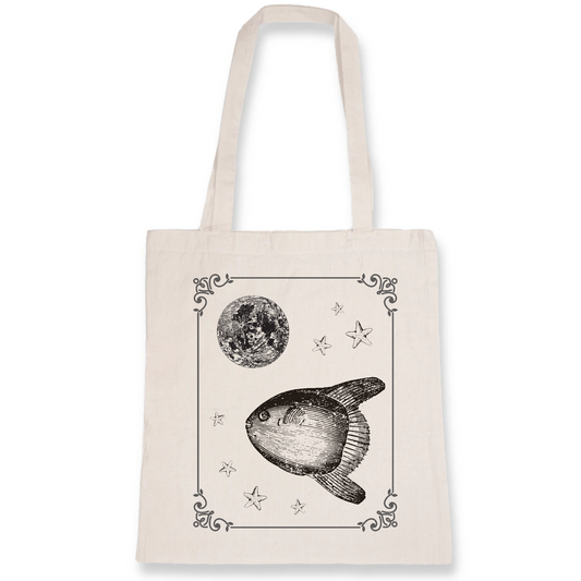 Poisson-lune | Totebag - 100% coton BIO | Blanc