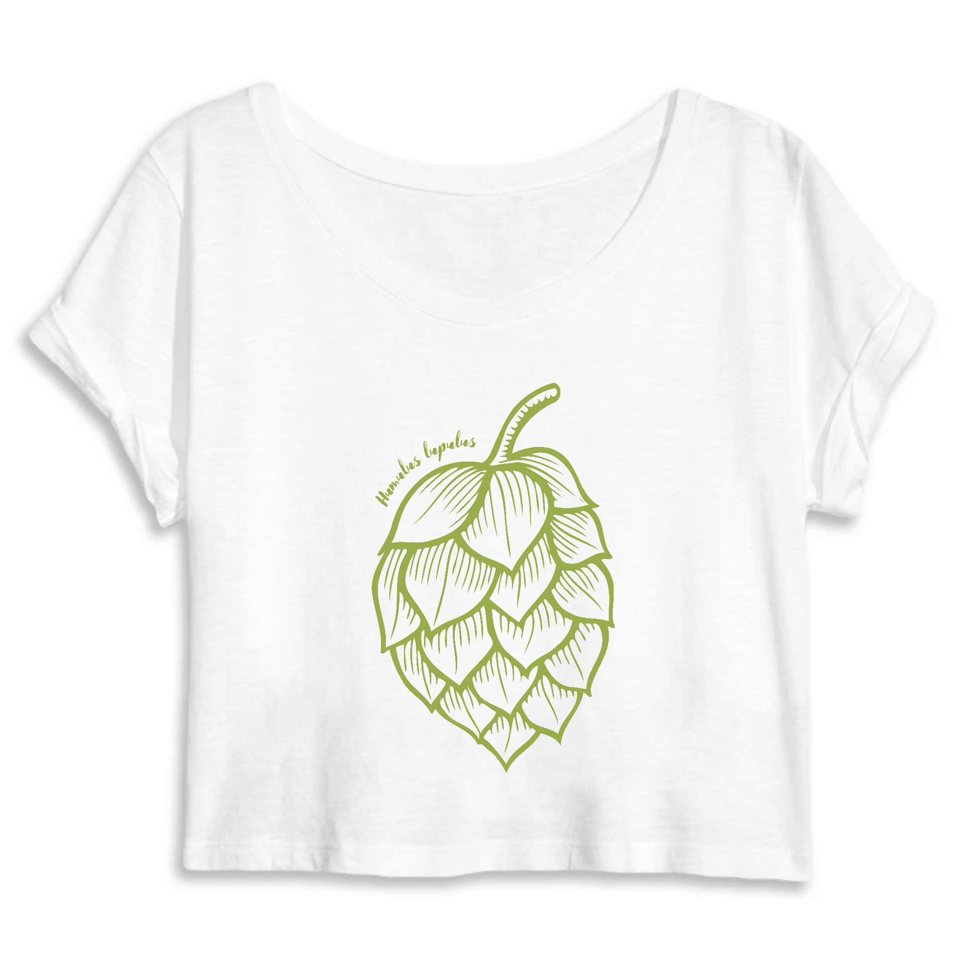 Humulus lupulus | Crop Top Femme 100% Coton BIO - Mantis | Blanc