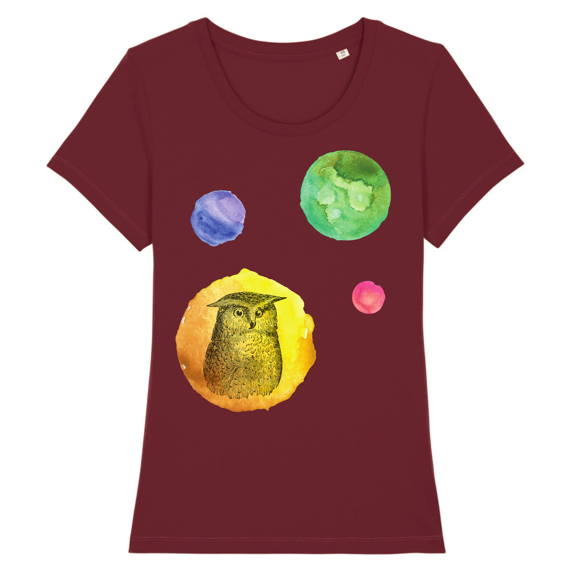 Hibou | T-shirt Femme 100% Coton BIO - EXPRESSER | Bordeaux