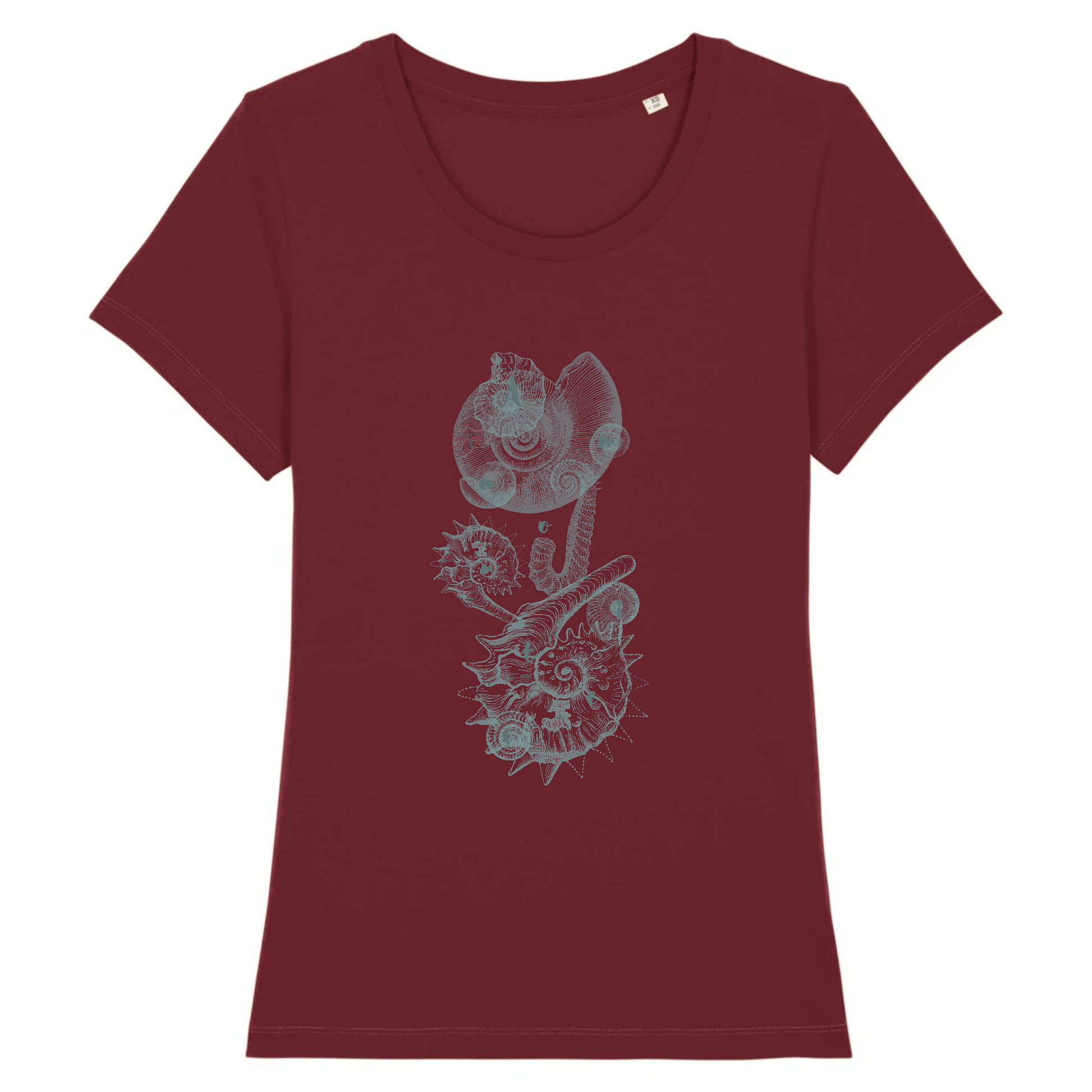 T-shirt femme coton bio motif nature ammonites