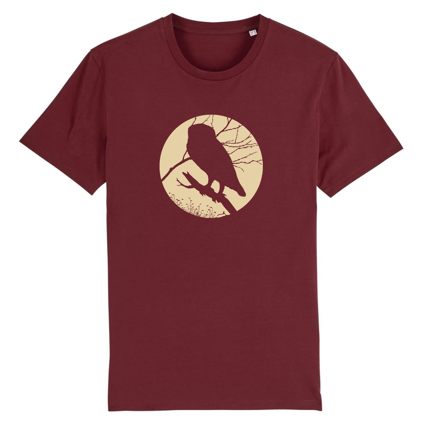 T-shirt homme coton bio | Graphisme Chouette | Bordeaux