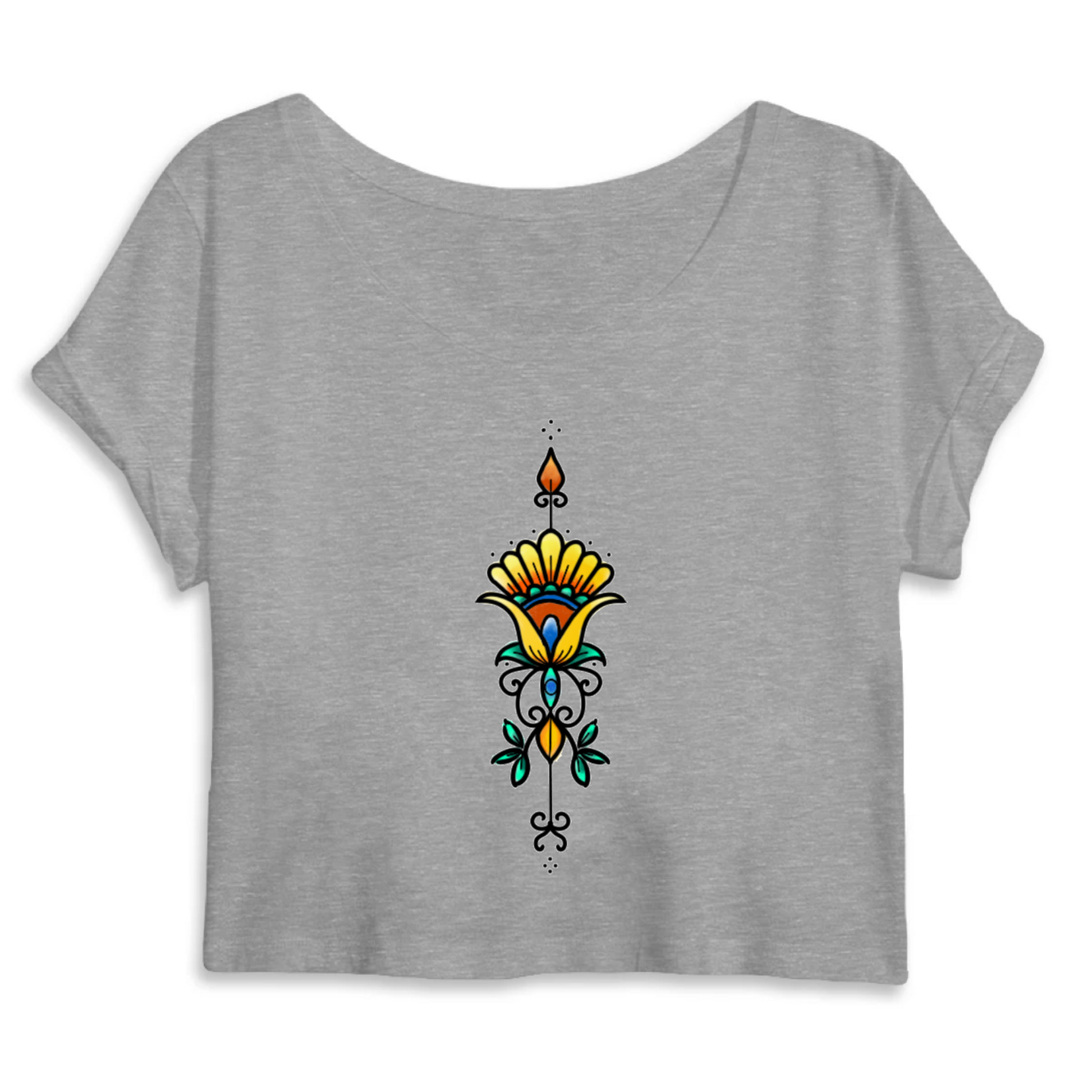 Fleur | Crop Top Femme 100% Coton BIO - Mantis | Gris