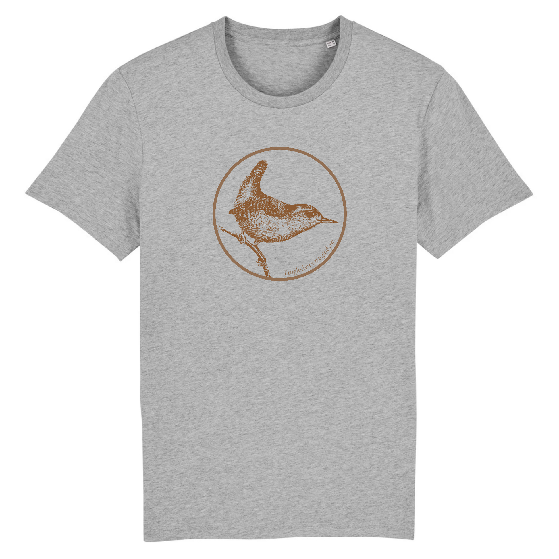 T-shirt homme coton bio | Graphisme oiseau troglodyte mignon | Gris