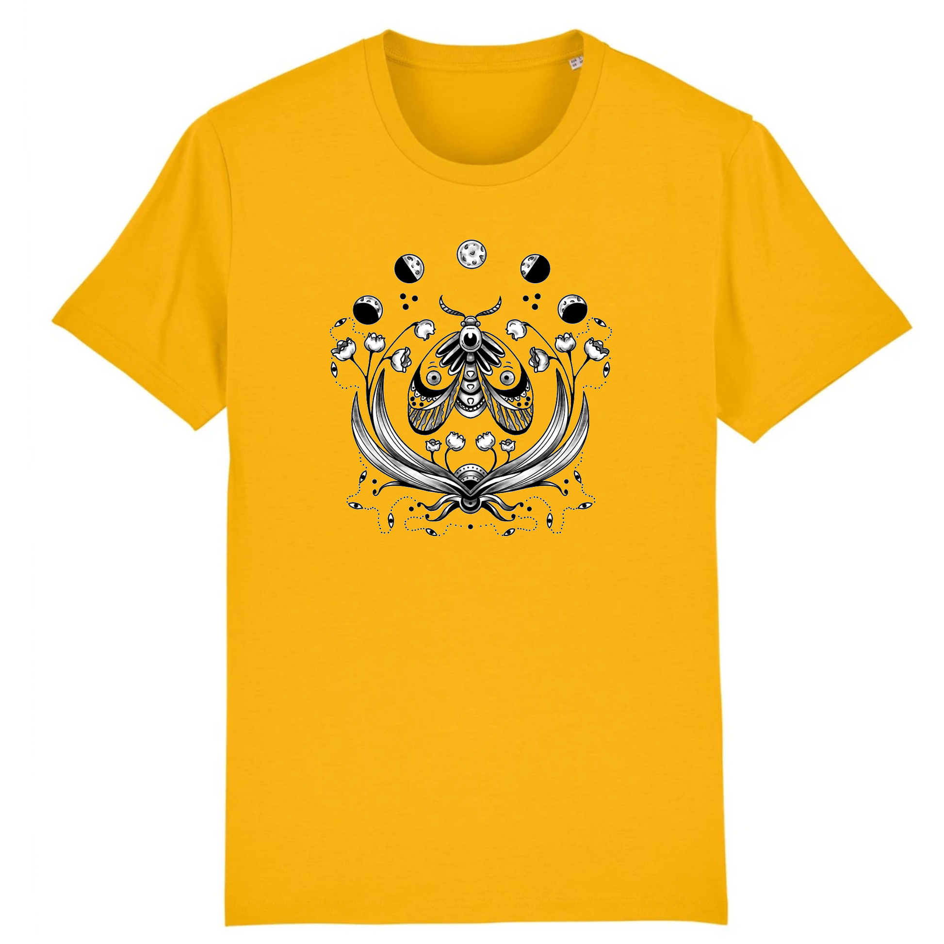 T-shirt homme coton bio | Graphisme insecte papillon de nuit | Jaune