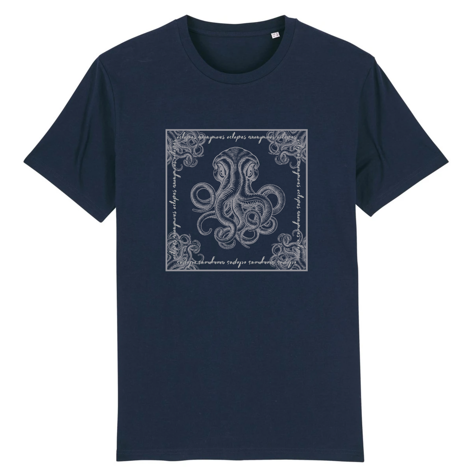T-shirt homme coton bio | Graphisme pieuvre | Marine