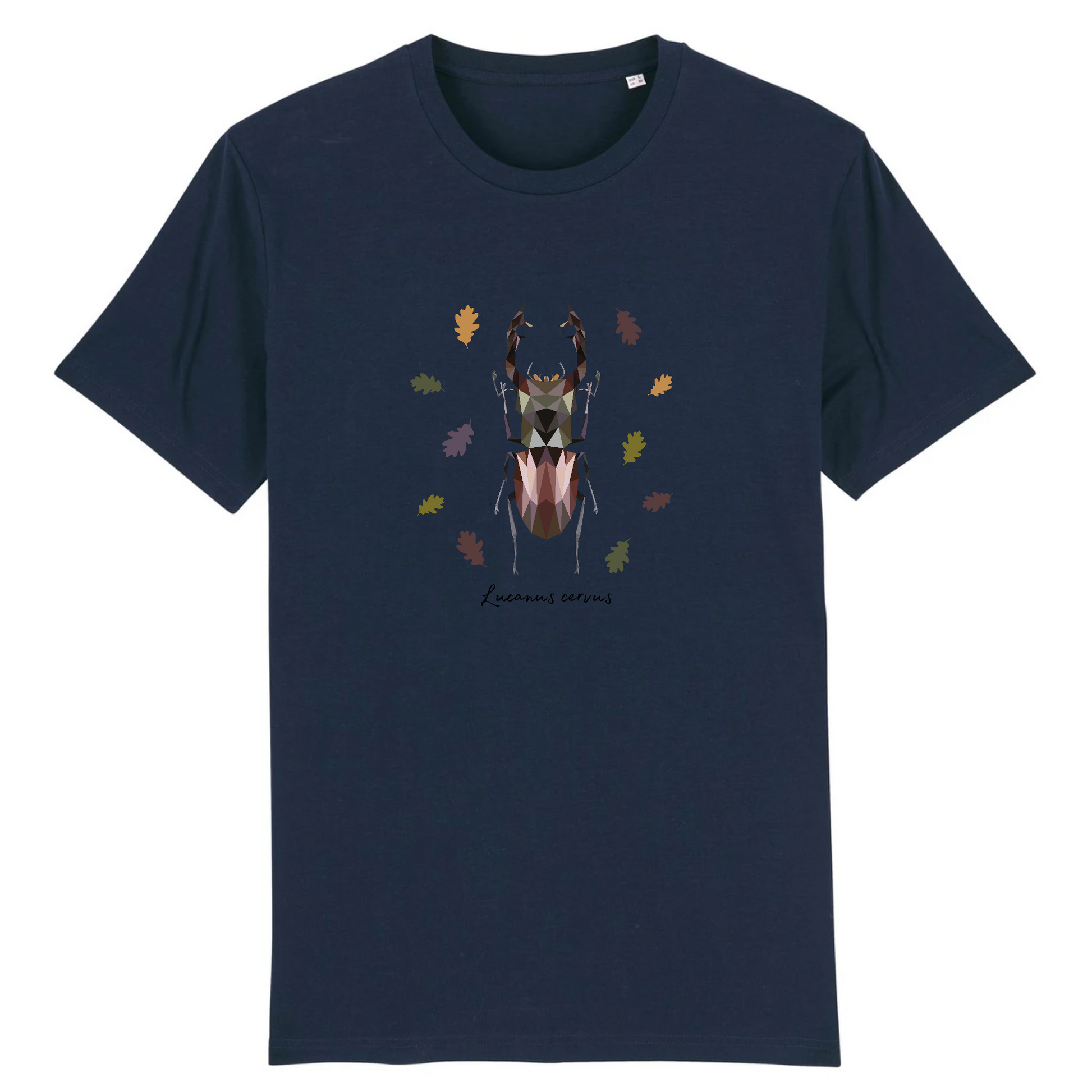 T-shirt homme coton bio | Graphisme insecte lucane cerf-volant | Bleu marine