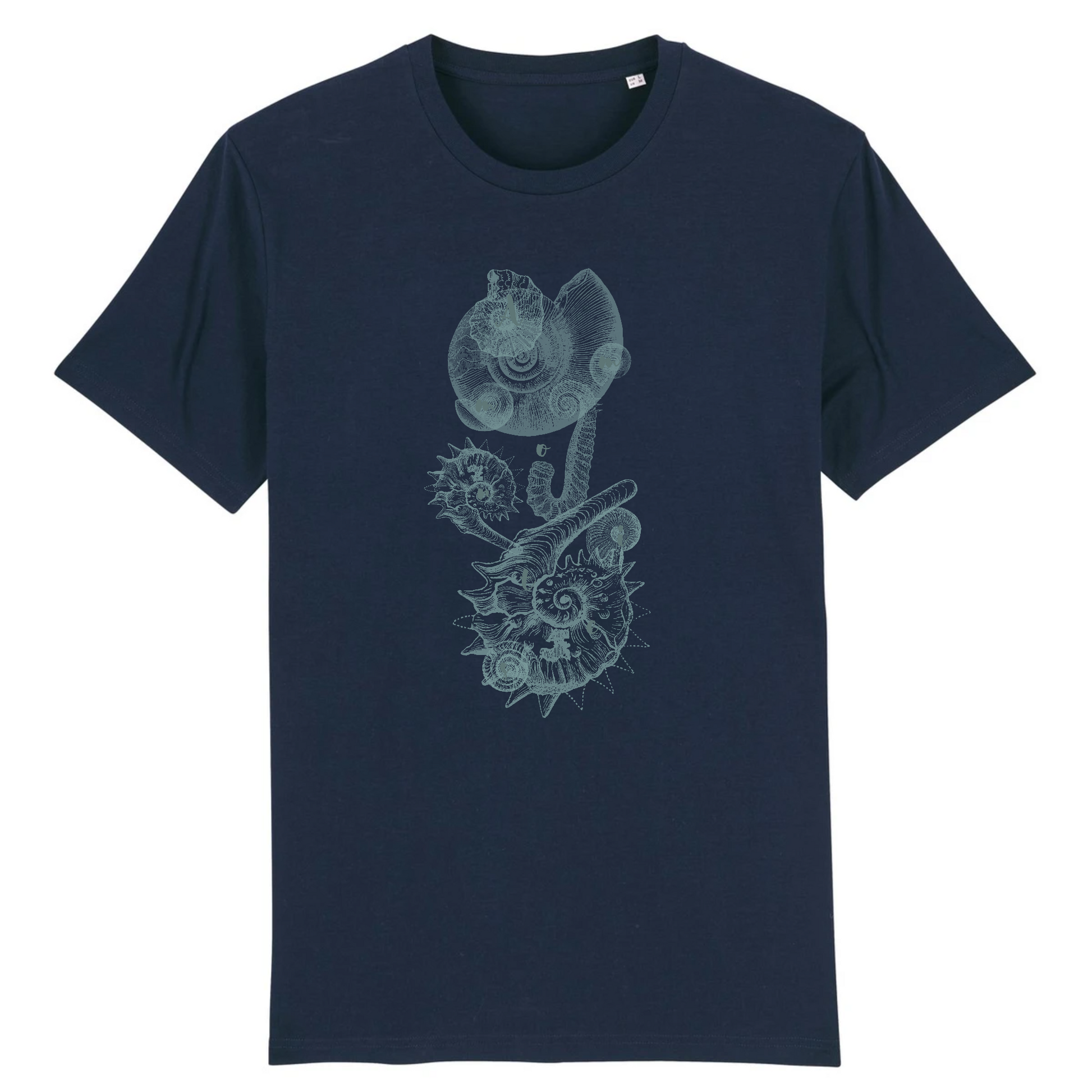T-shirt homme coton bio motif nature ammonites | marine