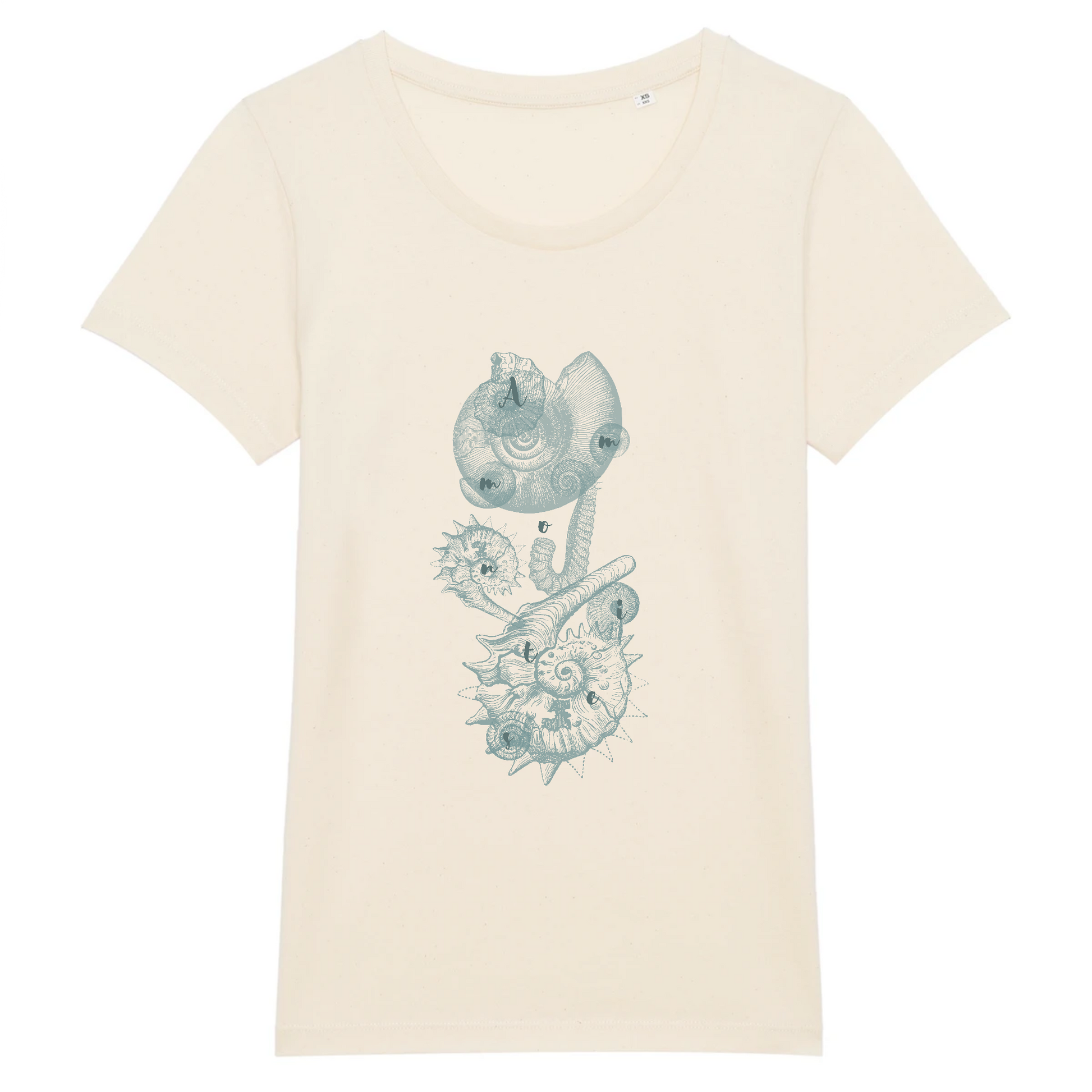T-shirt femme coton bio motif nature ammonites