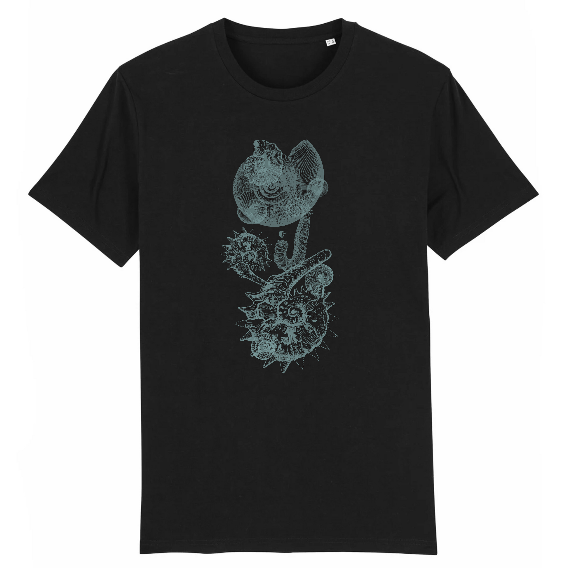 T-shirt homme coton bio motif nature ammonites | noir