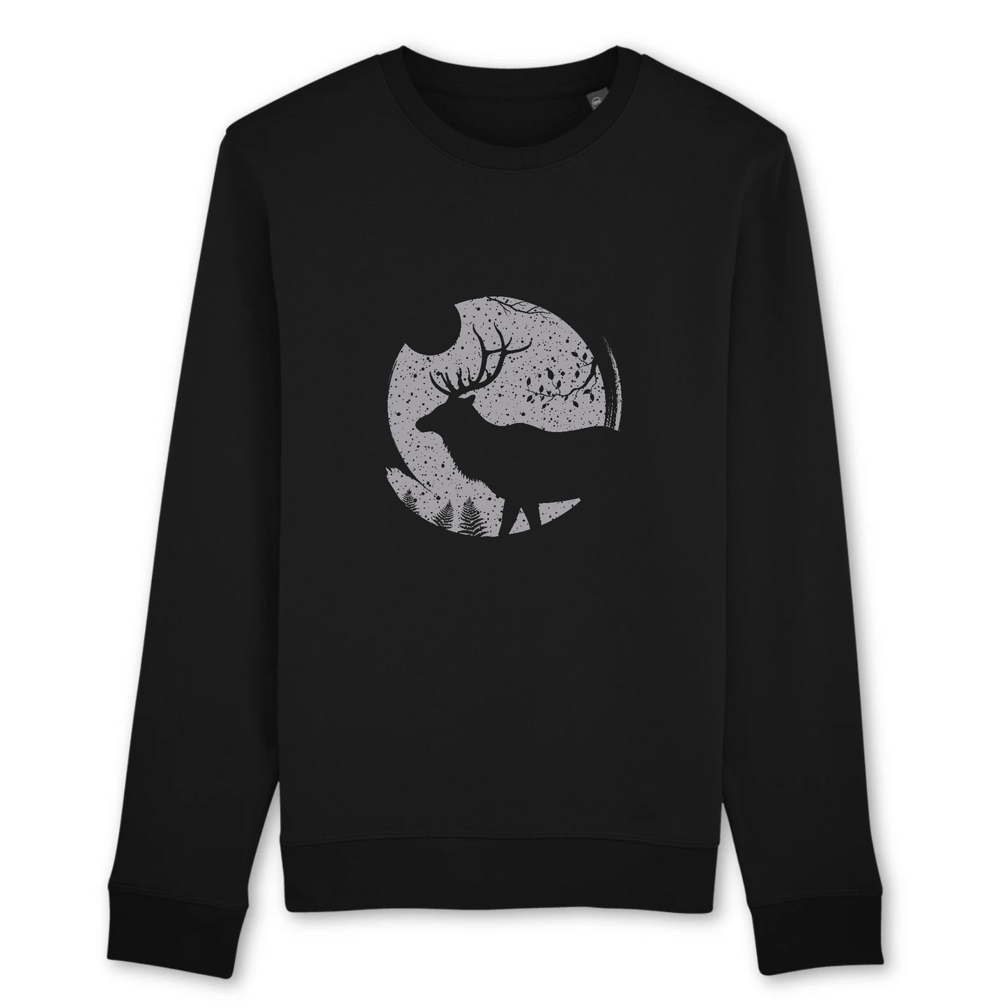 Cerf | Sweat haut de gamme - 85% coton bio 15% polyester | Noir