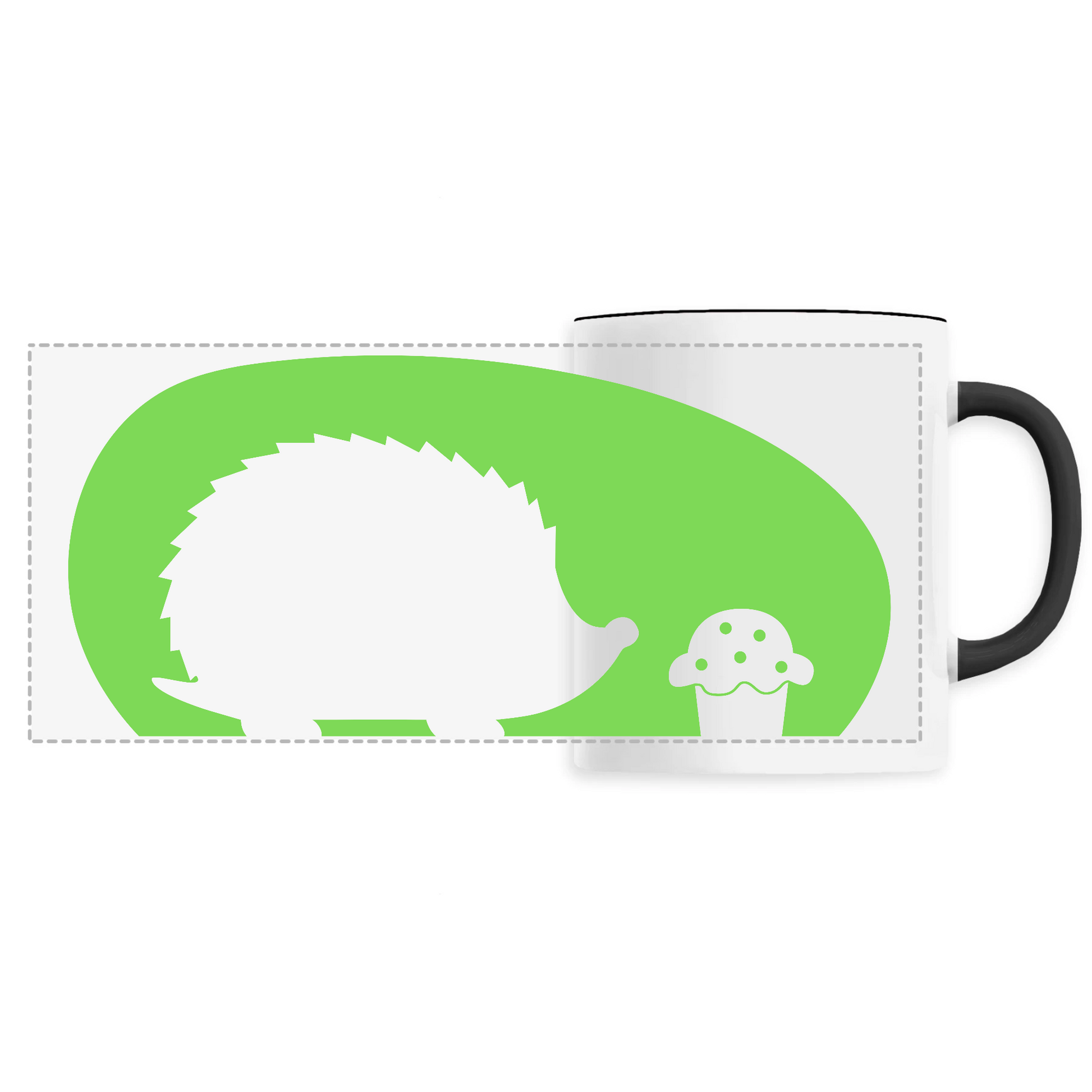 Hérisson gourmand | Mug céramique - Impression panoramique | Noir