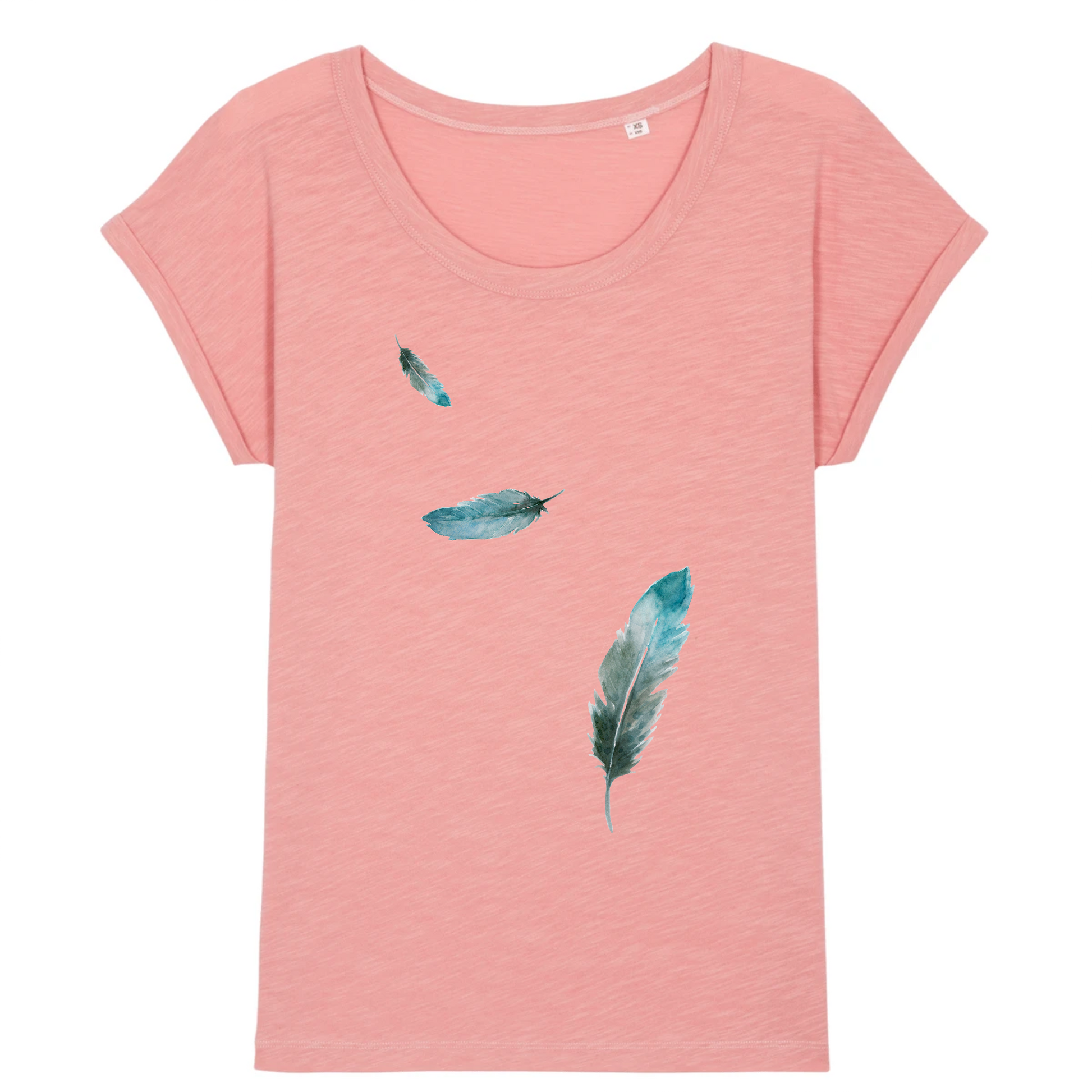 Pluma | T-shirt 100% Coton Bio Slub Femme - ROUNDER | Rose