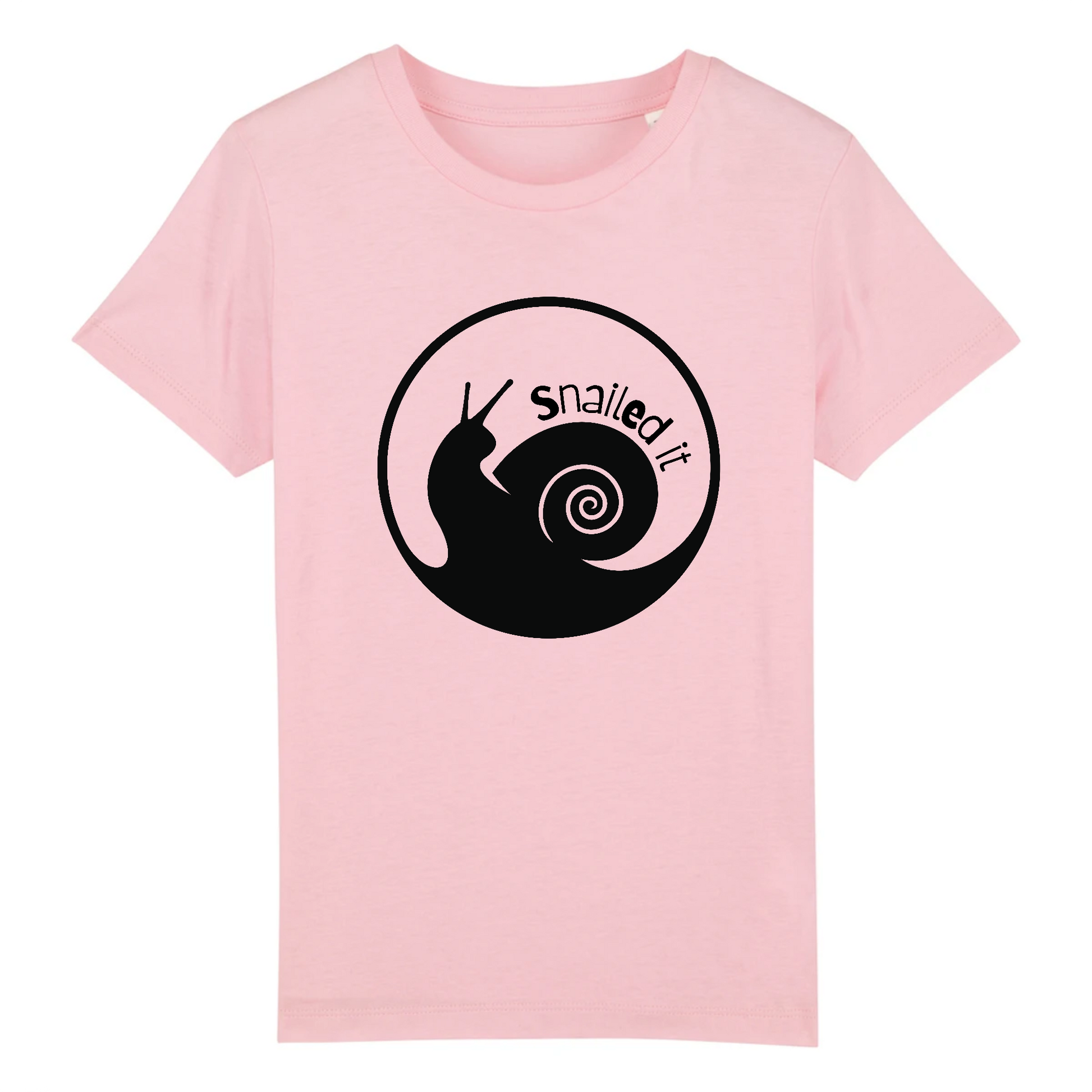 T-shirt enfant coton bio | Graphisme escargot snailed it | Rose