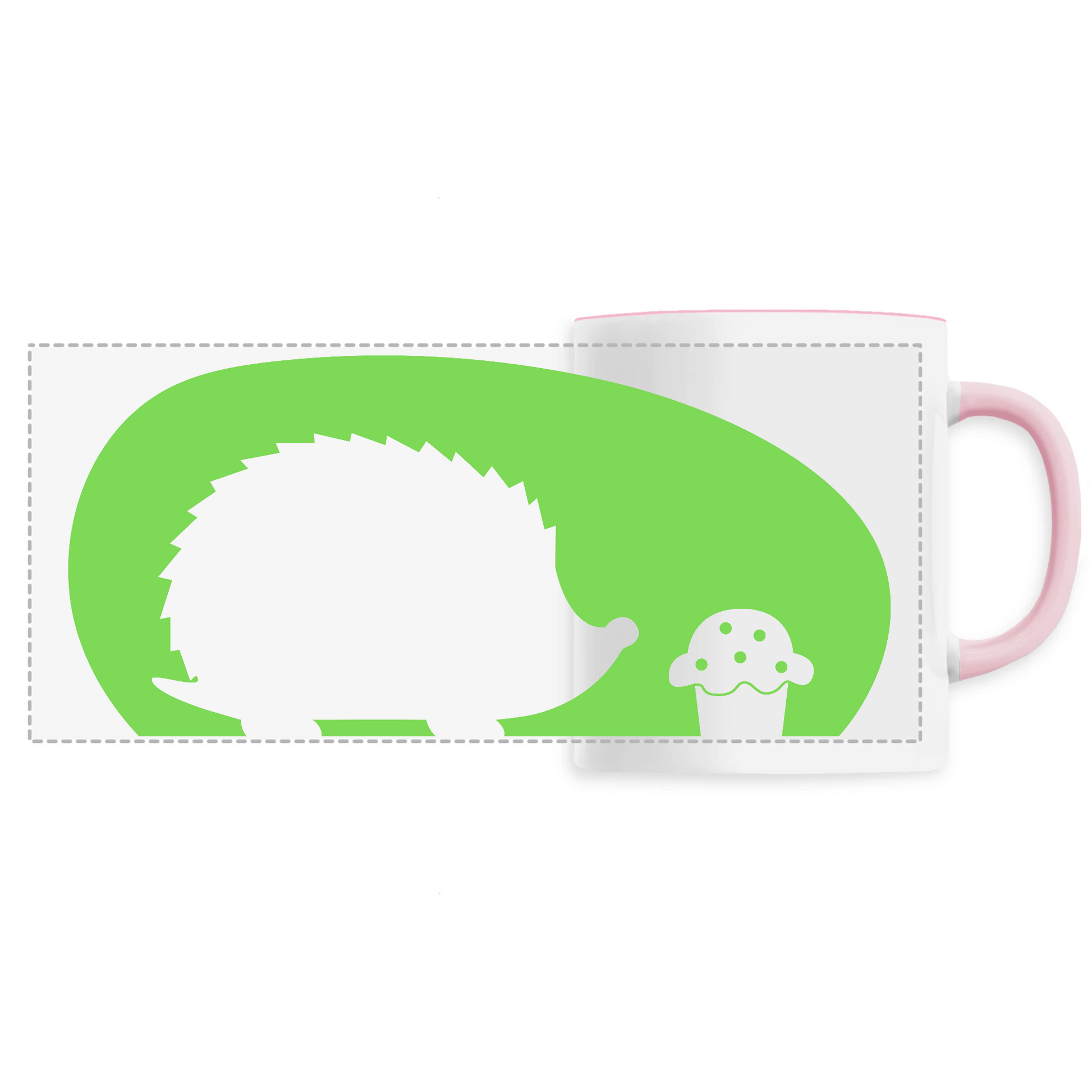 Hérisson gourmand | Mug céramique - Impression panoramique | Rose